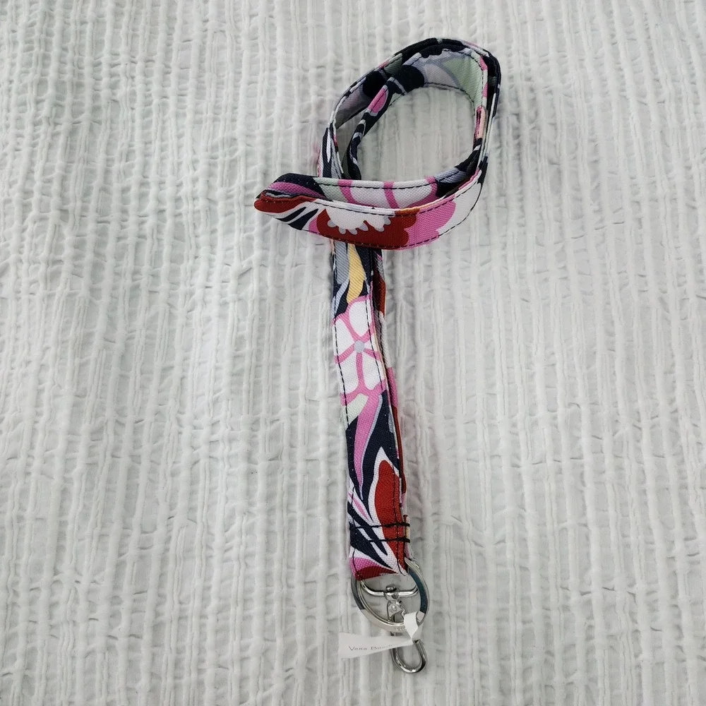 Vera Bradley Lighten Up Wide Lanyard Mod Paisley Pink Navy Floral 28182-V79 NWT